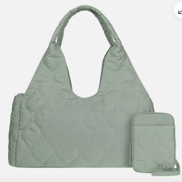 Samantha Brown To-Go Quilted Travel Hobo with Crossbody Bag SAGE nwt - Picture 1 of 16